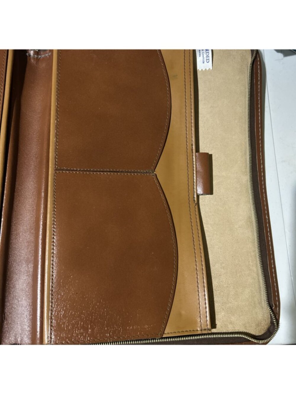 VTG Brown Top Grain Leather Folder Portfolio Document Holder Zip 15” X 11” - Picture 11 of 16